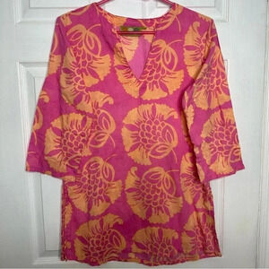 Rock Flower Paper Tunic Pink  & Orange Size Medium